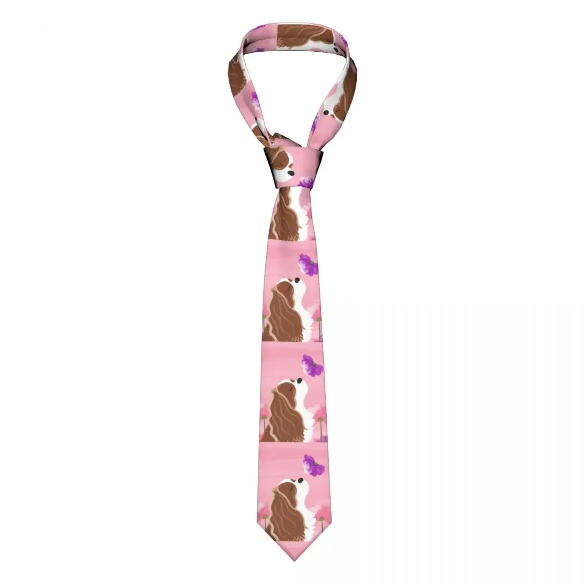 Romantic Cavalier King Charles Spaniel Necktie Men Customized Silk Dog Neck Tie for Business