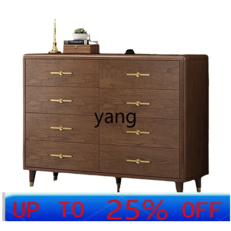

LTT solid wood chest of drawers new Chinese simple bedroom chest of drawers large capacity locker