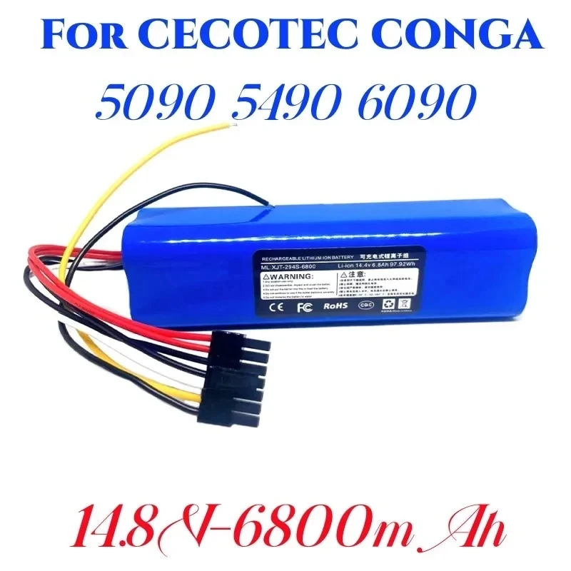 New 14.8V 9800mAh Battery For Cecotec Conga 6090 5090 5490 Robotic Vacuum Cleaner