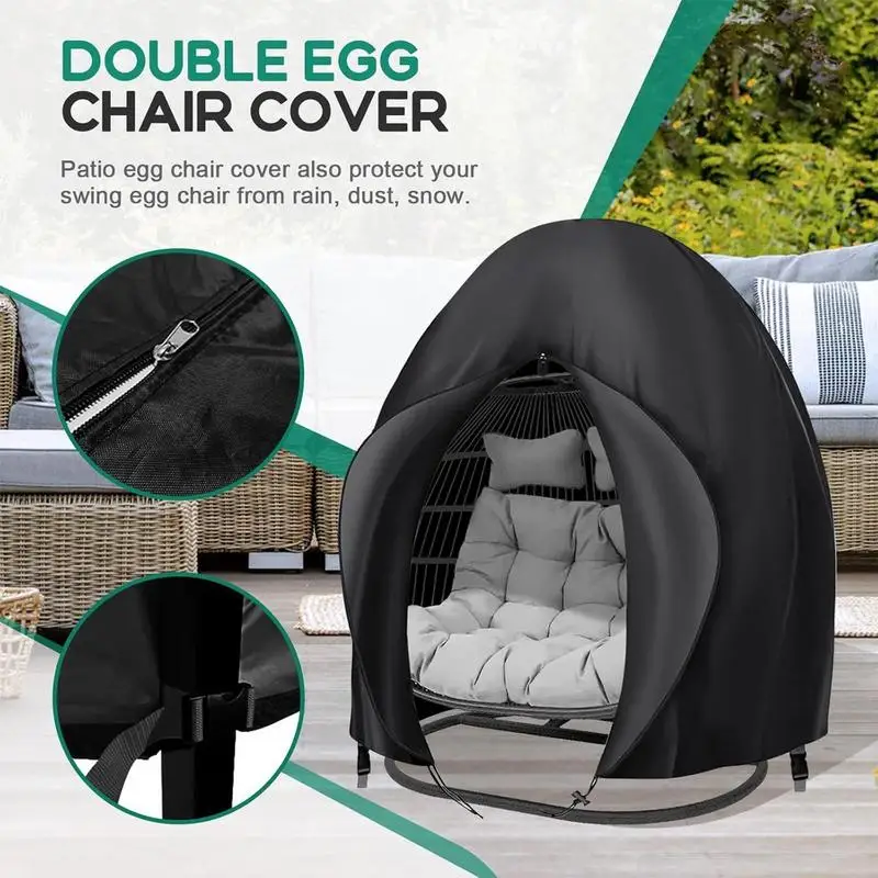 Patio Hanging Egg Chair Cover Waterproof 210D Oxford Cloth Double Seat CocoonSwing Egg Chair Covers Garden Dust Protector