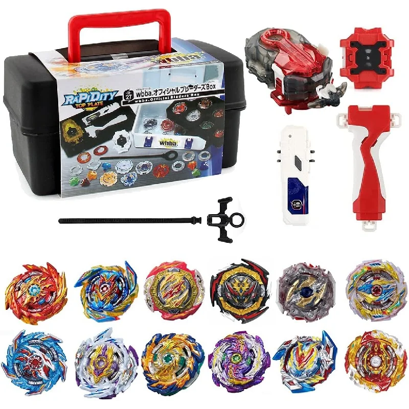 Bey Gyro  Toy Set with Portable Box 12 Spinning 2 Two-Way Launcher Metal Fusion Attack Top  Game Gift for  Children Kids