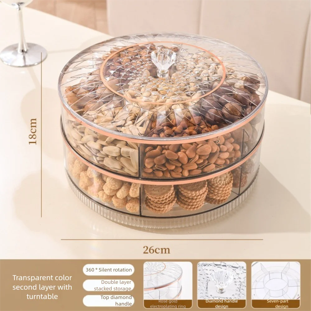 360 Degrees Rotatable Dried Fruit Storage Box Large Capacity Washable Food Storage Box Reusable Moistureproof Snack Display Box