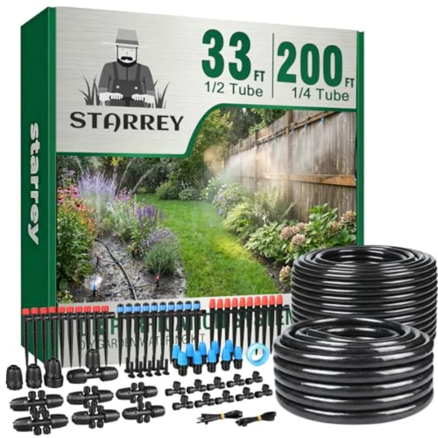 

Drip Irrigation System for Garden 2026-Upgraded Quick Connect Garden Watering Kit All-in-One with 1/2 inch 1/4 inch Irrigation