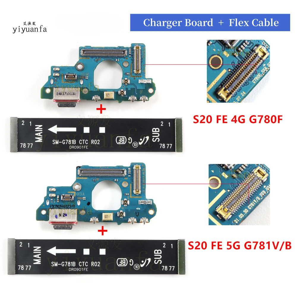 For Samsung Galaxy S20 Fe 4G 5G G780 G780F G781 SM-G781B USB Charging Port Micro Dock Connector Board Main Flex Cable