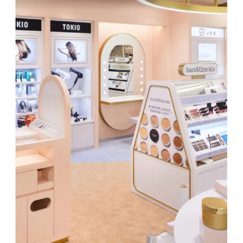 custom.Custom Luxury LED Makeup Vanity Station | Beauty Counter with Mirror & Storage LED Lighting