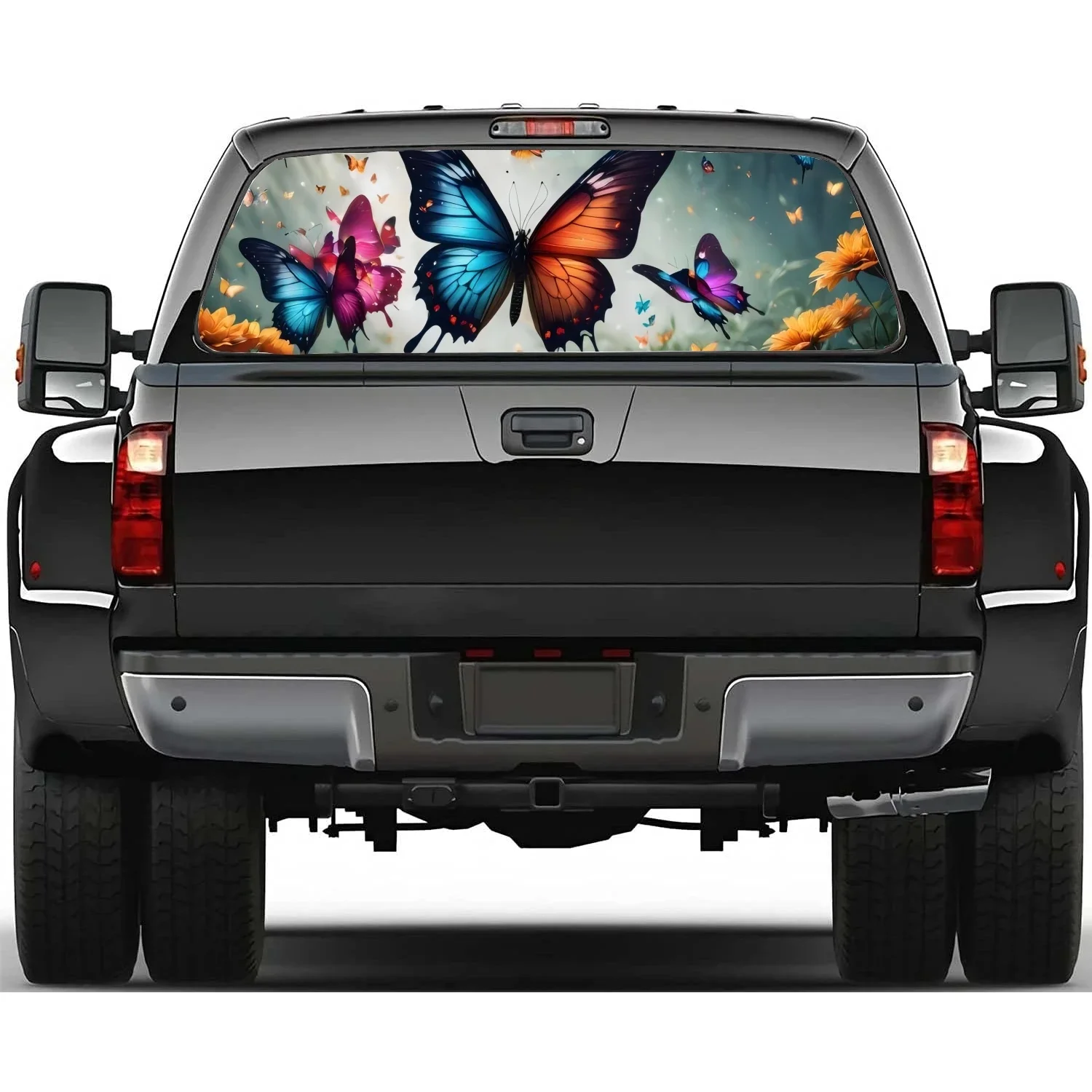 

Flying Forest Colorful Butterfly Car Window Decal Sticker Graphic Decorative Truck Perforated Vinyl Universal Wrap Sticker