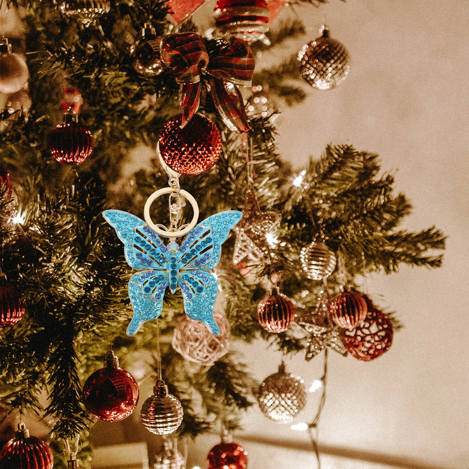 

Christmas Butterfly Shaped Rhinestone Ornament Hanging Decor Xmas Tree Decoration Christmas Themed Ornaments
