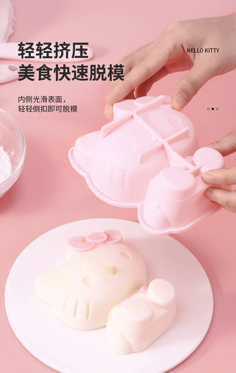 Creative Sanrio Hello Kittys 3D Silicone Cake Mold Cartoon Anime Hello Kitty Cat Ice Cream Cake Mold Girls Handmade Diy Gift