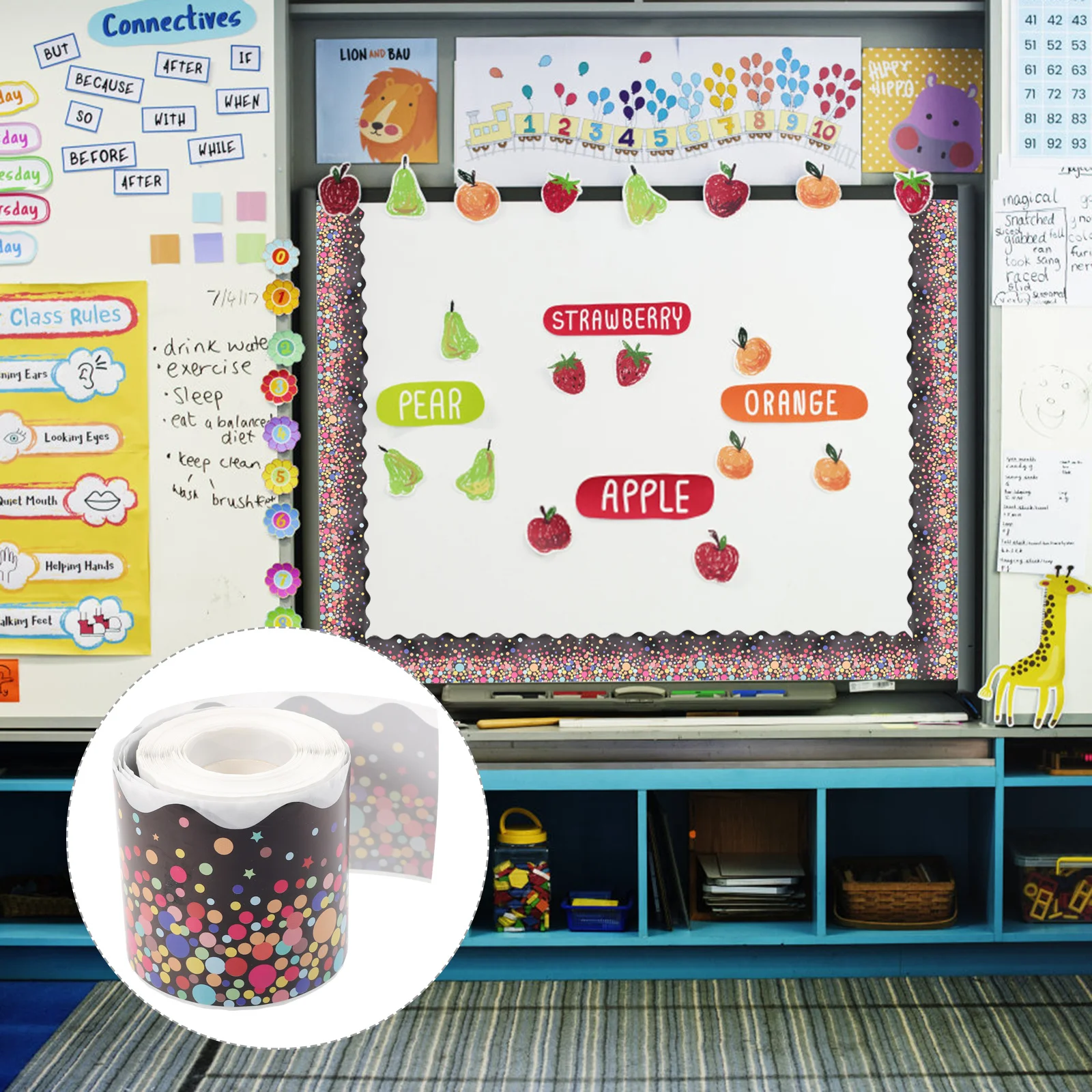 

Wavy Edge Sticker Bulletin Borders Board Black Blackboards Decorations Stickers Classroom for Background