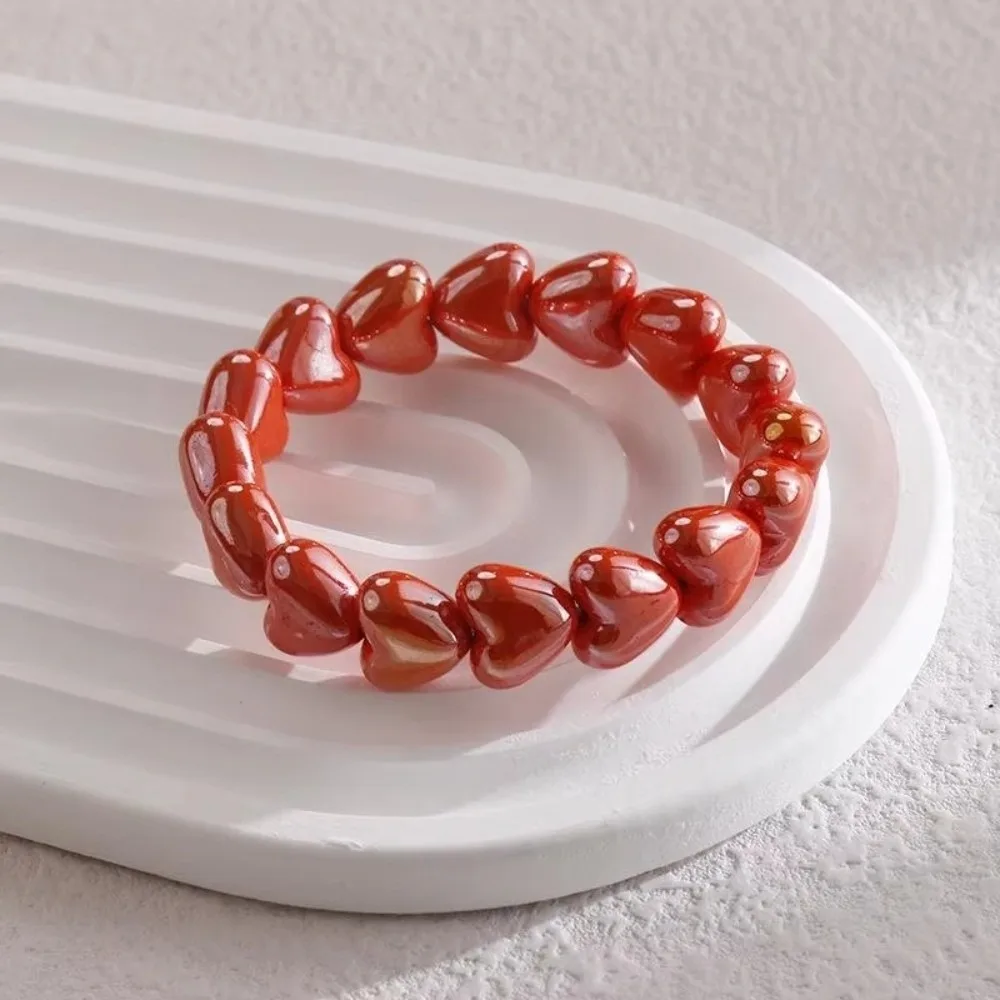 1 PCS Heart Beaded Bracelets Heart Shape Design Bangle Style Fashion Heart Bracelet Colorful Beads Womens Jewelry Bangles