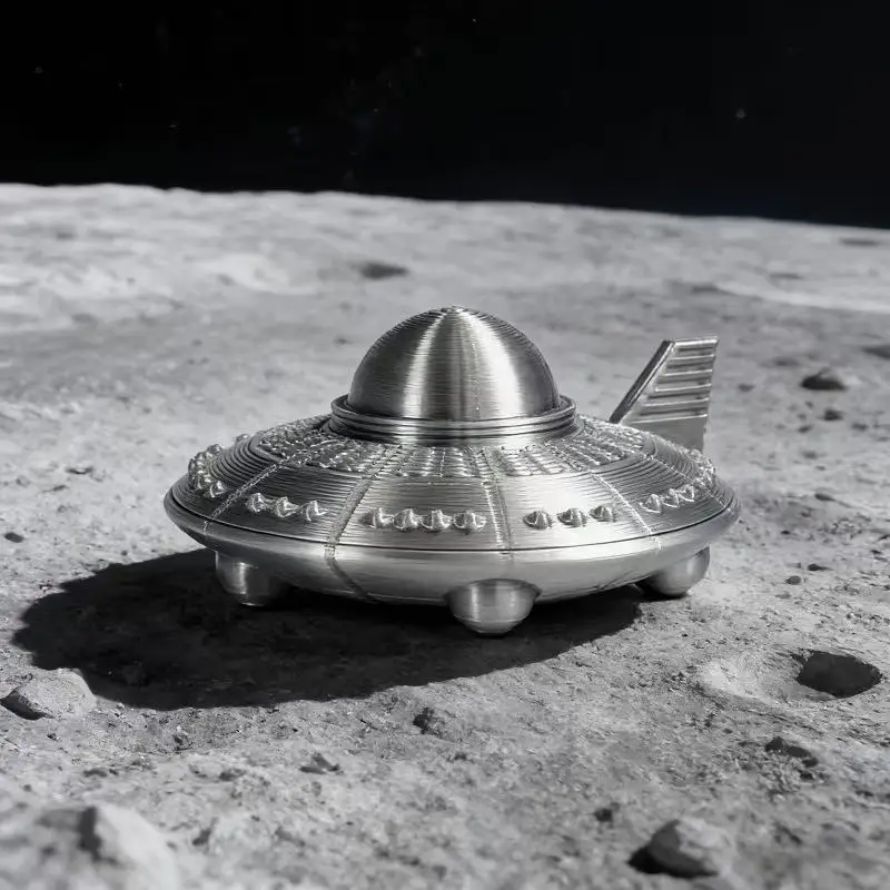 3D Printed UFO Figurines Retro Metal Finish Sci‑Fi Spaceship Ornaments For Space Lovers Home Office Bedroom Decors view 5