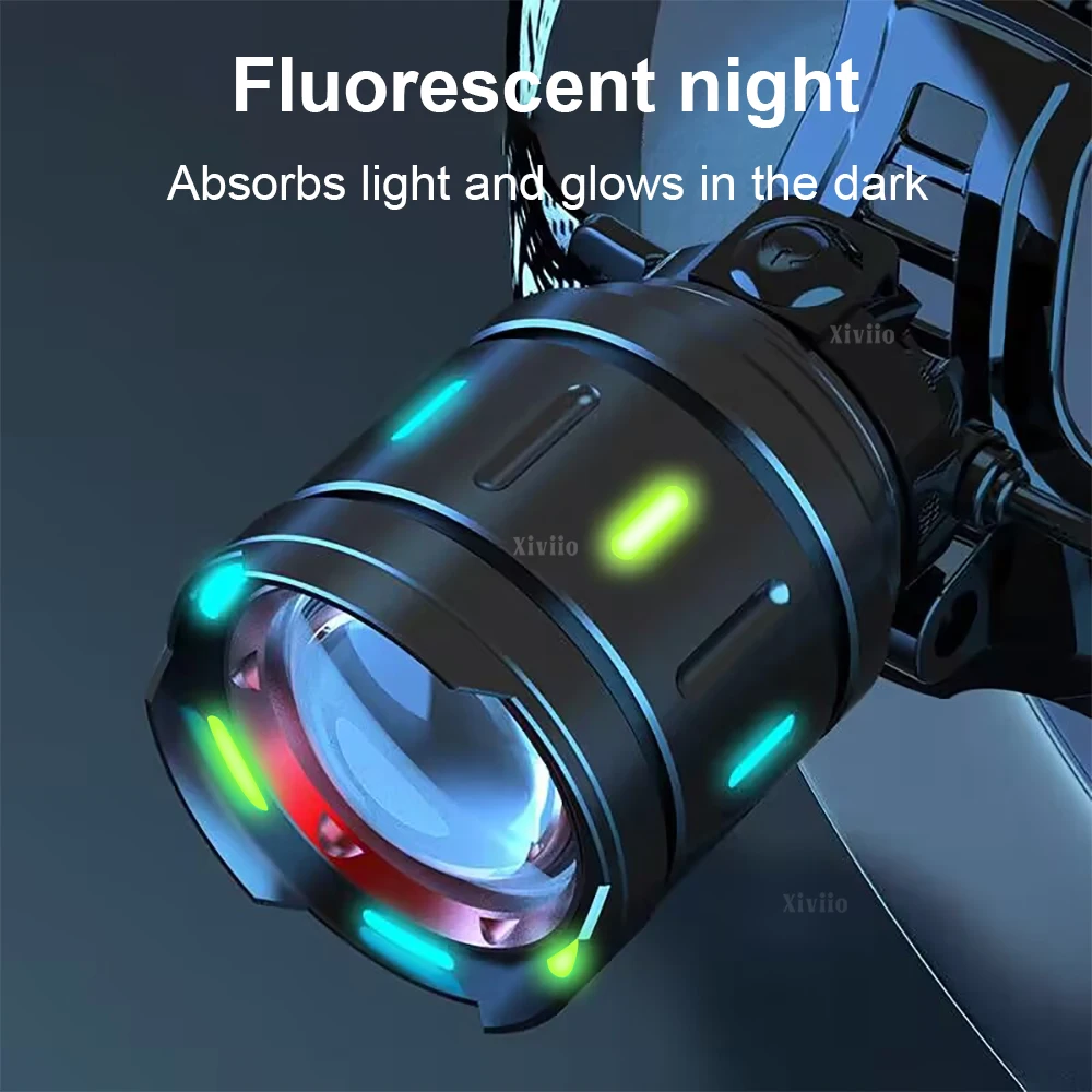 900000LM High Bright LED Headlamp Powerful Head Flashlight Rechargeable Headlight Outdoor Zoomable Head Lamp for Fishing Camping