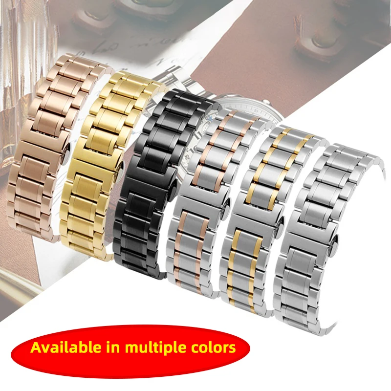 Curved metal strap universal 14mm 15mm 16mm 17mm 18mm 19mm 20mm 21mm 22mm 23mm 24mm 26mm wrist strap stainless steel watch chain