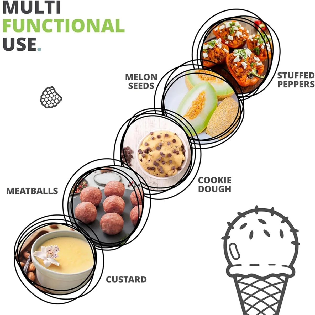 New Stainless Steel Ice Cream Scoop - Comfortable Handle For Effortless Portioning - Perfect For Solid Ice Cream, Falafels