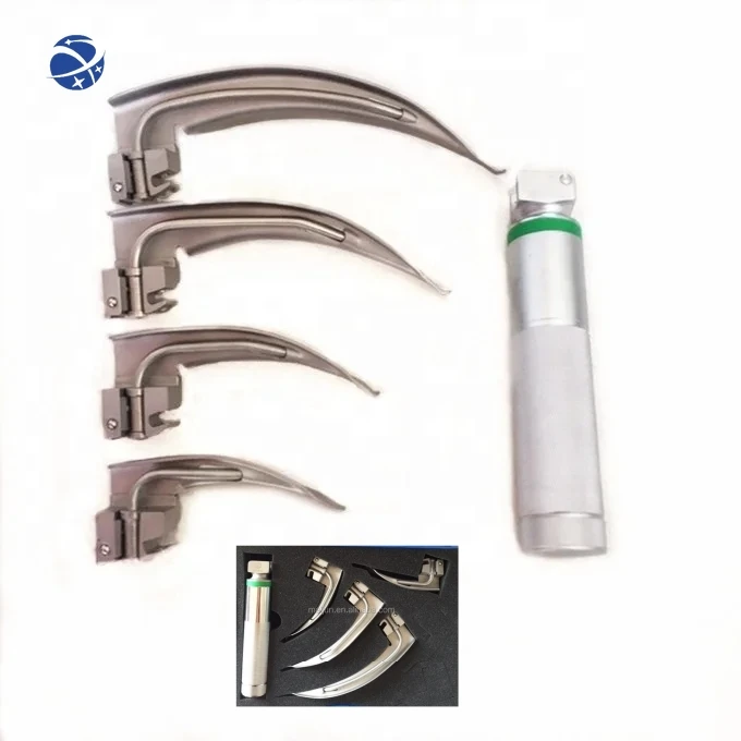 Manufacturer Supply Ent Anesthesia Laryngoscope LED cold light fiber optic laryngoscope set with mac blades