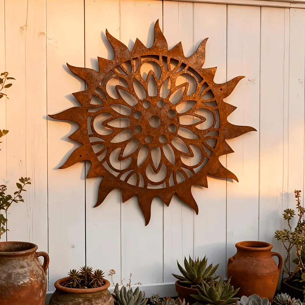 Vintage Rusty Metal Sunflower Wall Sculpture Wall Decor, Garden Wall Decoration, Is The Perfect Gift for Gardening Enthusiasts.