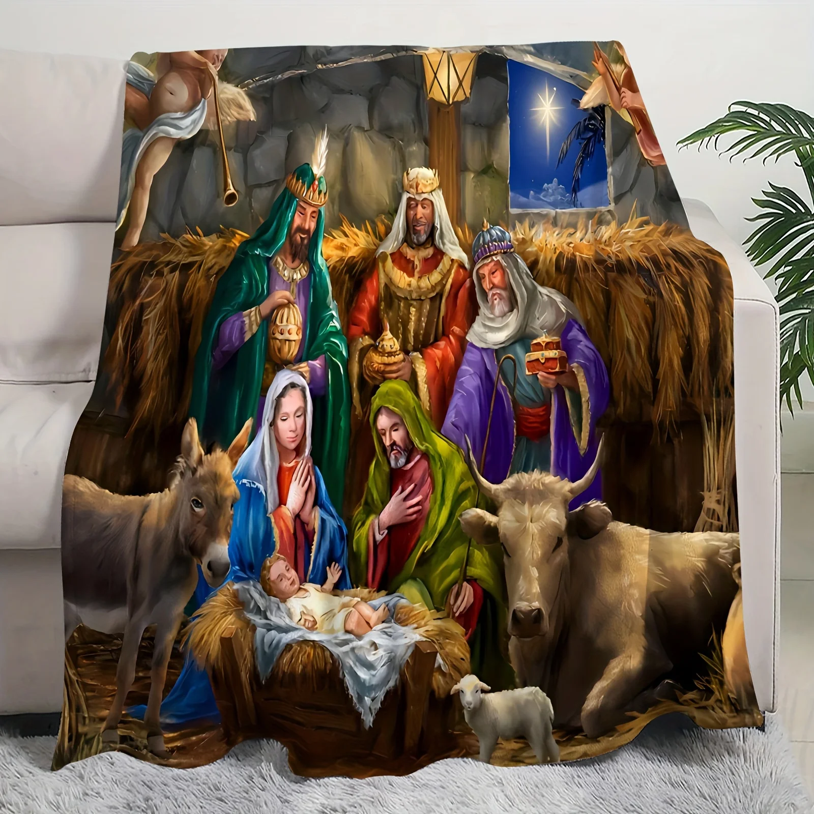 Jesus Christ Flannel Blanket Soft Warm Throw Blanket Nap Blanket For Couch Sofa Office Bed Multi-purpose Gift Blanket