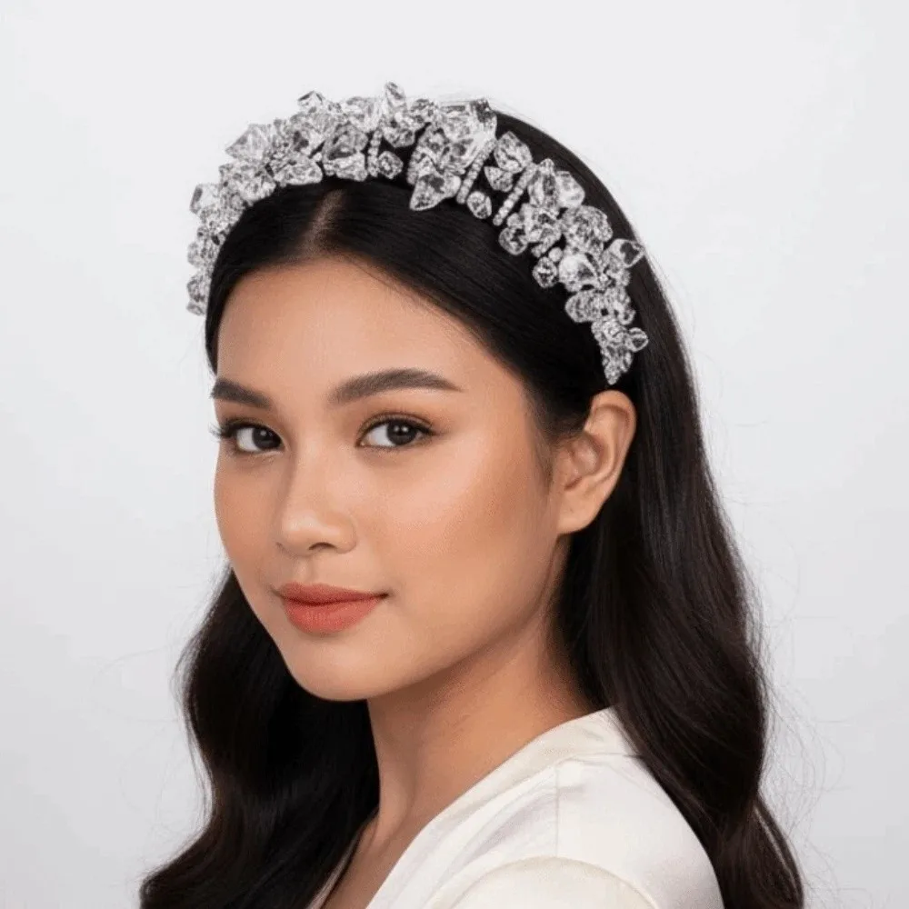 

Headwear Irregular Ice Block Hairband Rhinestone Gorgeous Crystal Sponge Headband Waterproof Sparkling Crystal Wide Hair Hoop