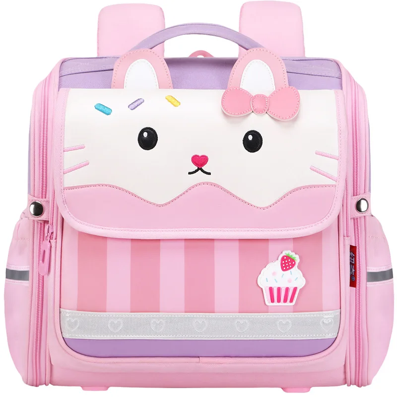 

Cartoon Cute Cat Primary Student Horizontal Schoolbag Kids Backpack Lightweight Waterproof Children Book Bag Shoulders Backpacks