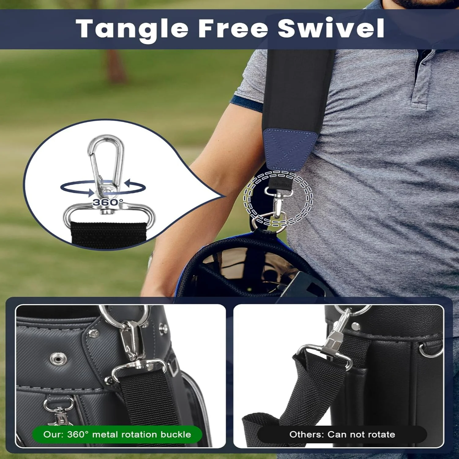 Enhance Comfort and Convenience with Thick Adjustable Padded Golf Bag Strap for Single Shoulder Replacement featuring Quick Rele