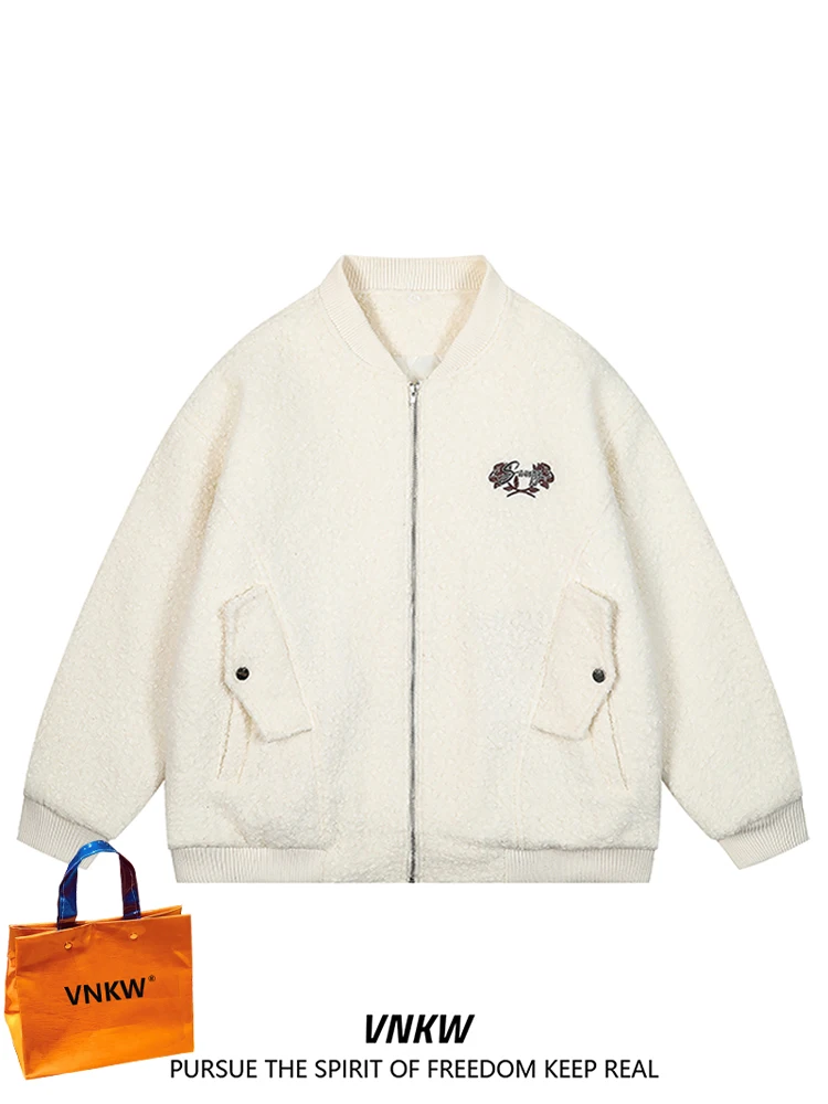 

American Sle Lamb Velvet Cotton Jaet Men's Stand Collar Coat Neutral Winter Outerwear Couple's Cotton Vest V-Ne Jaet ...