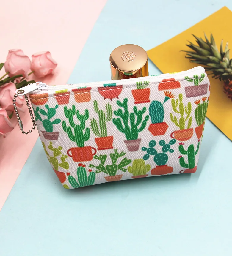 Cactus Opslag Pu Munt Portemonnee Creatieve Cartoon Mode Kleine Tas Oortelefoon Sleutel Portemonnee Voor Vrouwen