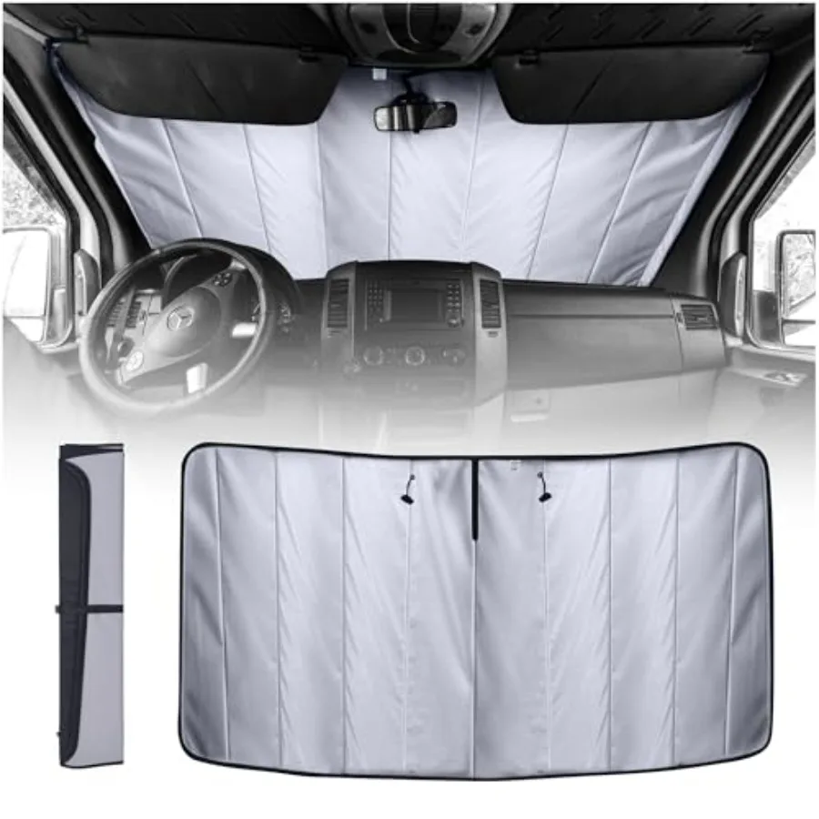 Insulated Blackout Windshield Cover for Mercedes Sprinter NCV3 VS30 2007-Current,Vanlife Must Have Black, Thermal Reflective, U