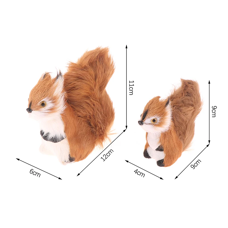 Simulation Plush Squirrel Figurines Miniatures Artificial Fake Animal Model Home Garden Decoration Ornaments