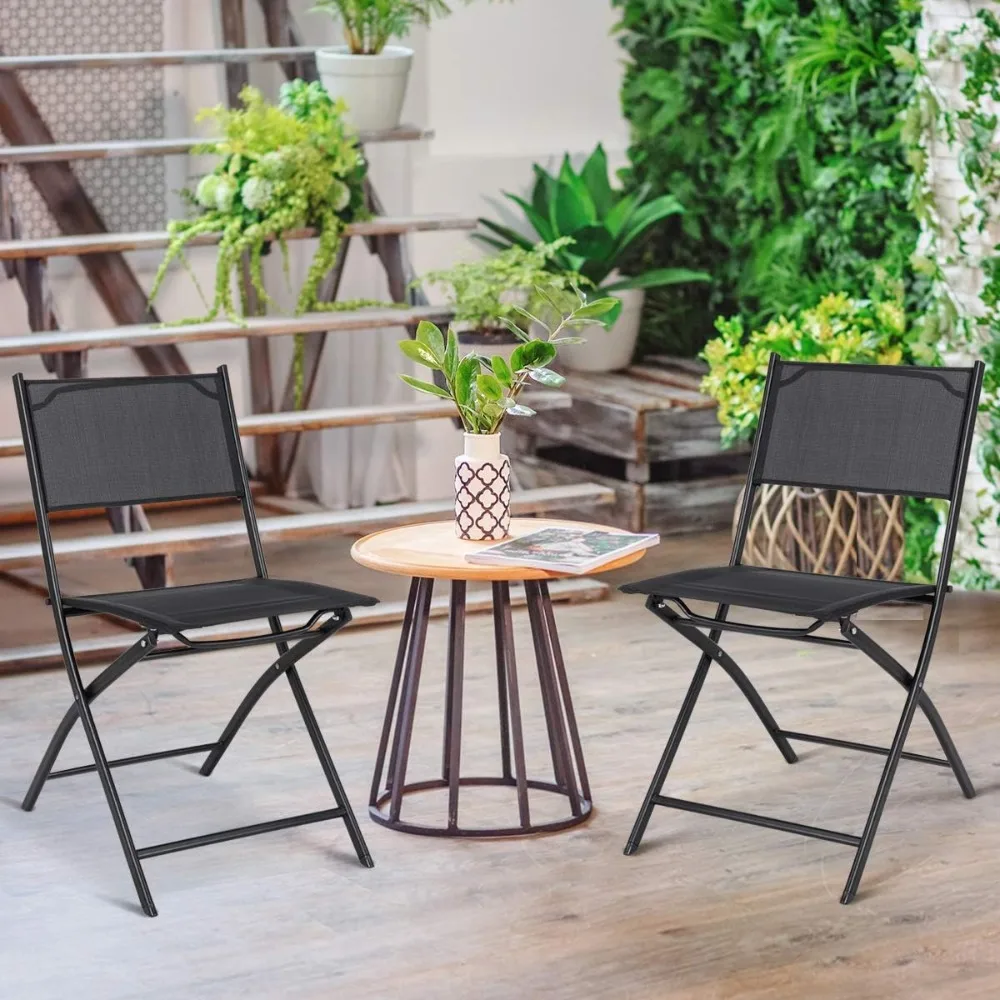 

4 PCS Folding Patio Chairs, Portable Camping Chair Set, Rust-Proof Steel Frame & Space Saving, Outdoor Patio Furniture
