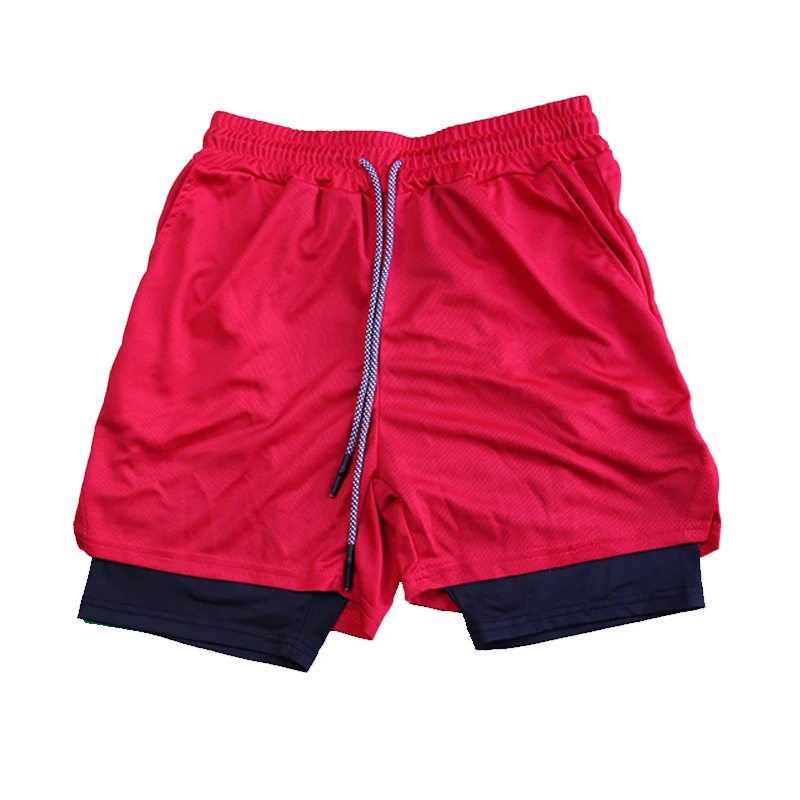 Shorts de corrida de ginástica de secagem rápida masculino, fundo respirável com bolsos, roupas casuais de ginástica, verão