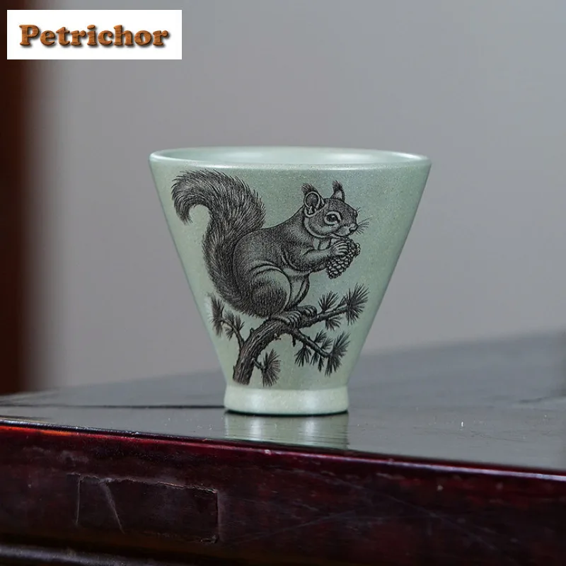 

100ml Yixing Zisha Squirrel Teacup Creative Tea Bowl Single Cups Tea-tasting Meditation Cup Jianzhan Master Cups Tea Ceremony
