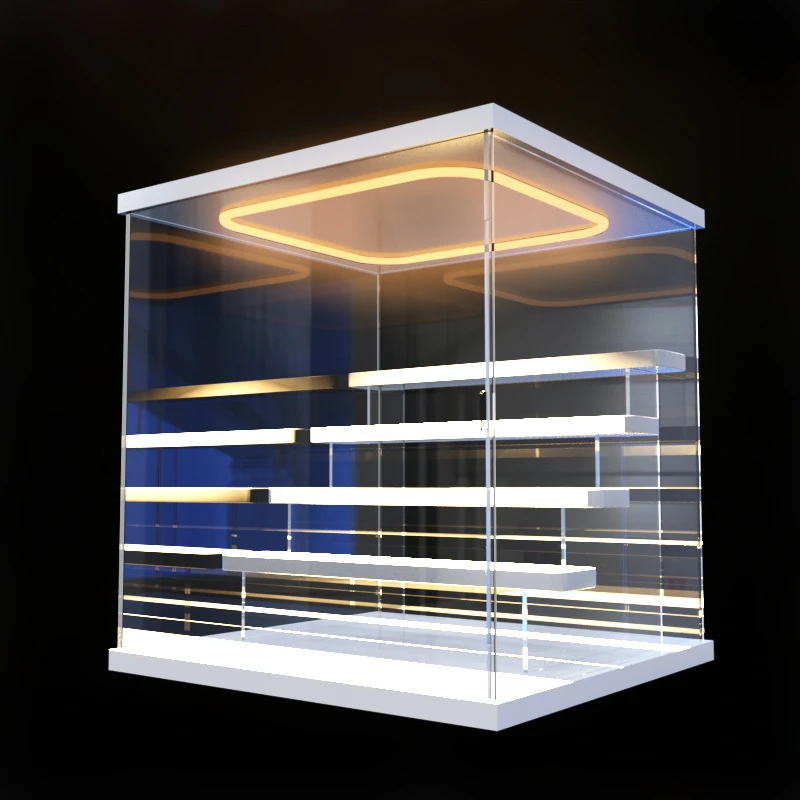 3/4/5/6 Layers Transparent Acrylic Display Case With LED Light Figurines Dust Proof Dolls Action Figure Display Toy Collection