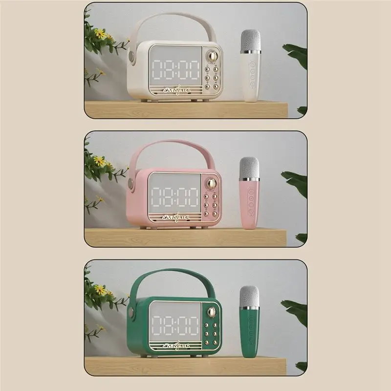 ABKW-Bluetooth Speaker With Microphone Speaker Support TF Card U Disk AUX 3D Sound Diffusion Type Alarm Clock Speaker
