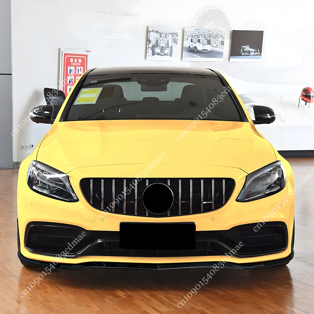 For Mercedes-Benz C Class 4Door W205 S205 C63 C63s AMG 2015-2022 Front Bumper Splitter Lip Diffuser Spoiler Gloss Black Body Kit view 4