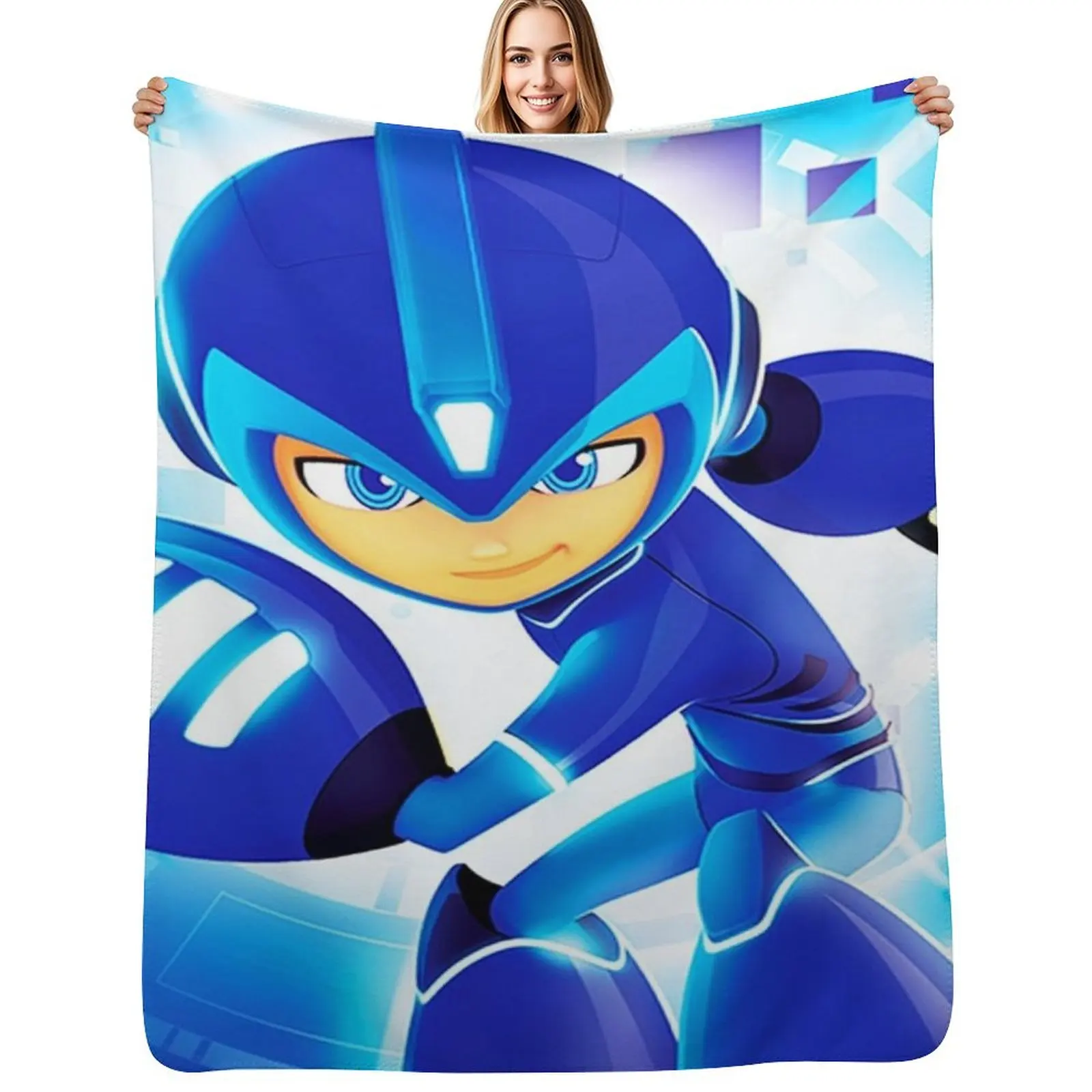 Mega Man Fully Charged Funny Gift For Fans mega man fully charged comic Throw Blanket wednesday Flannel Fabric Thermal Blankets