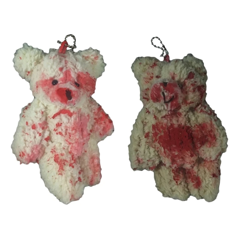 Mini Bloody Bear Charm Keychains Halloween Pendant Stuffed Animals Keyring