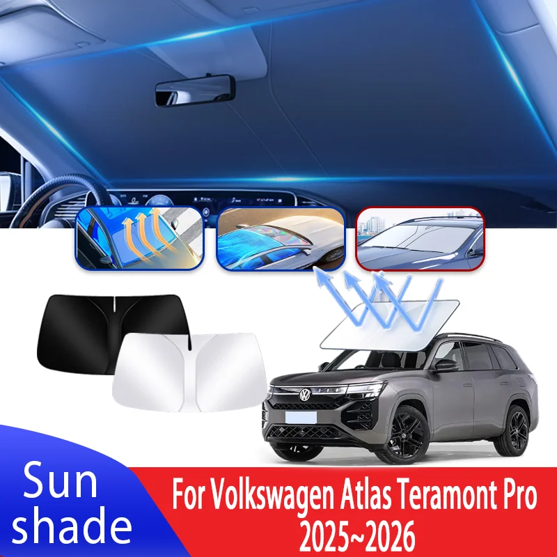 Car Sun Visor For VW Volkswagen Atlas Teramont Pro 2025~2026 Auto Front Windshield Sunshade Heat Insulation Summer Accessories