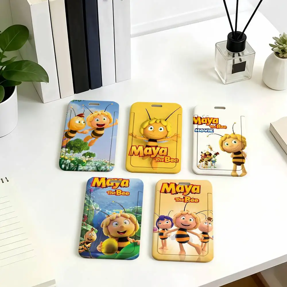 Cartoon M-Maya the Bee Badge Card Holder Student ID Case Daily Use Subway Commute Work Cover Office School Bus Protector