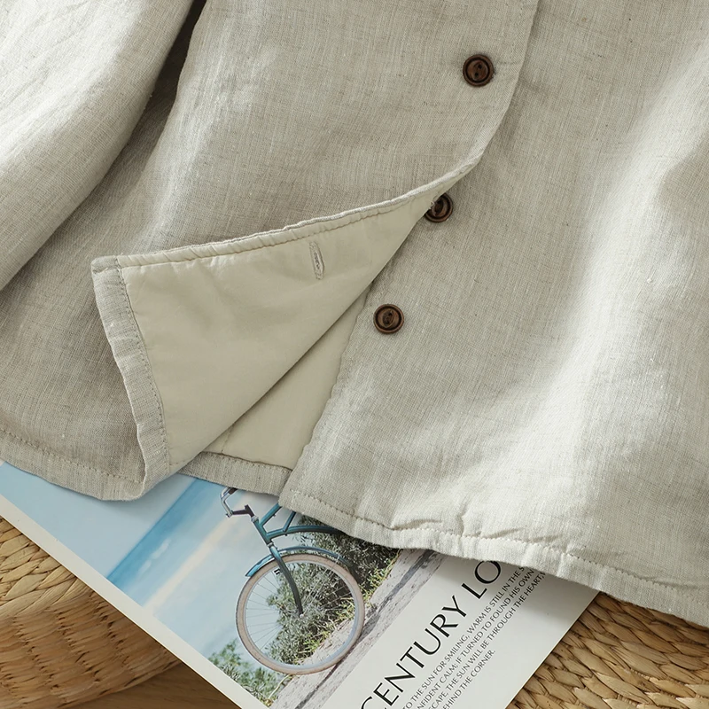 高品質イヤーマフ付き襟付き暖かいコットンジャケット、新作中華風レトロシンプル無地レディースオープンカーディガン