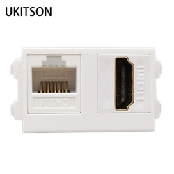 HDMI2.0 Straight Plug With CAT6 RJ45 Lan Connector For PC Ethernet Network Internet Socket