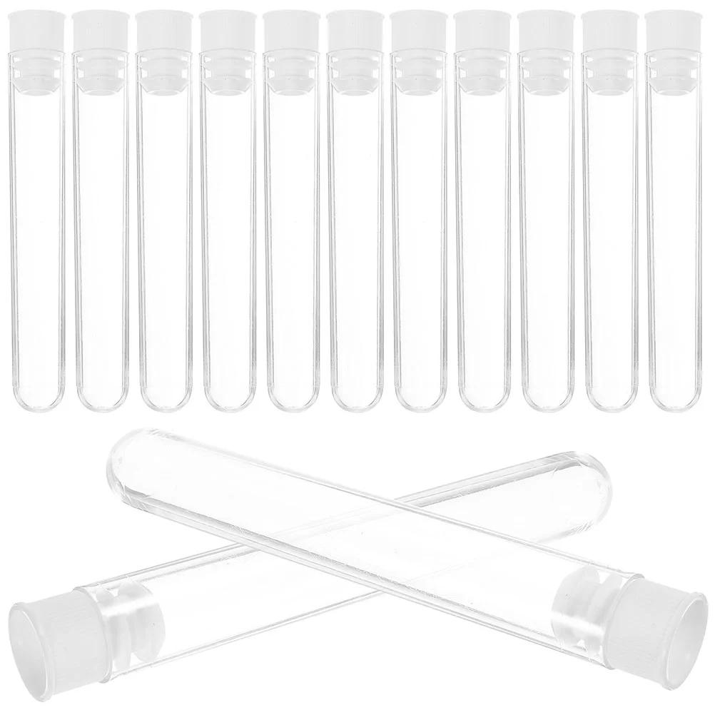 

100 Pcs Test Tube Clear Plastic with Lids Birthday Party Supplies Tubes Stoppers for Kids Small Children