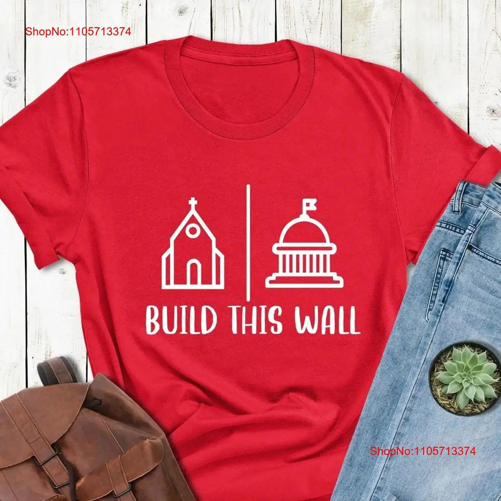Church And State T Shirt Pro Choice ProtesT Freedom Religion Build This Wall Christian National Womens Rights vintage Washed
