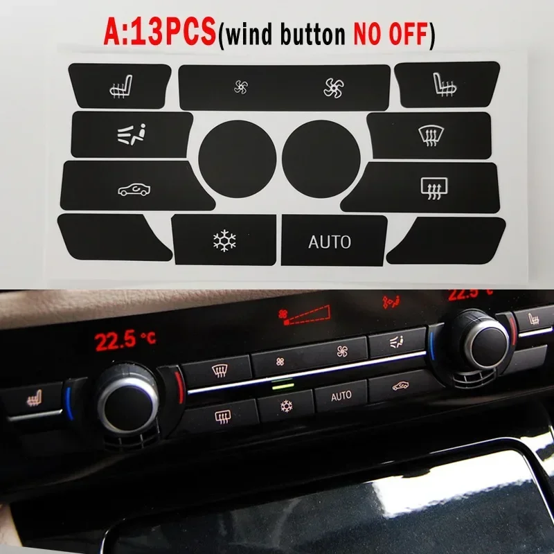 Car Console Dash Air Conditioner Button Repair Sticker Decals For BMW 5 6 7 Series X5 X6 F10 F18 F06 F12 F01 F02 F15 F16 520 523