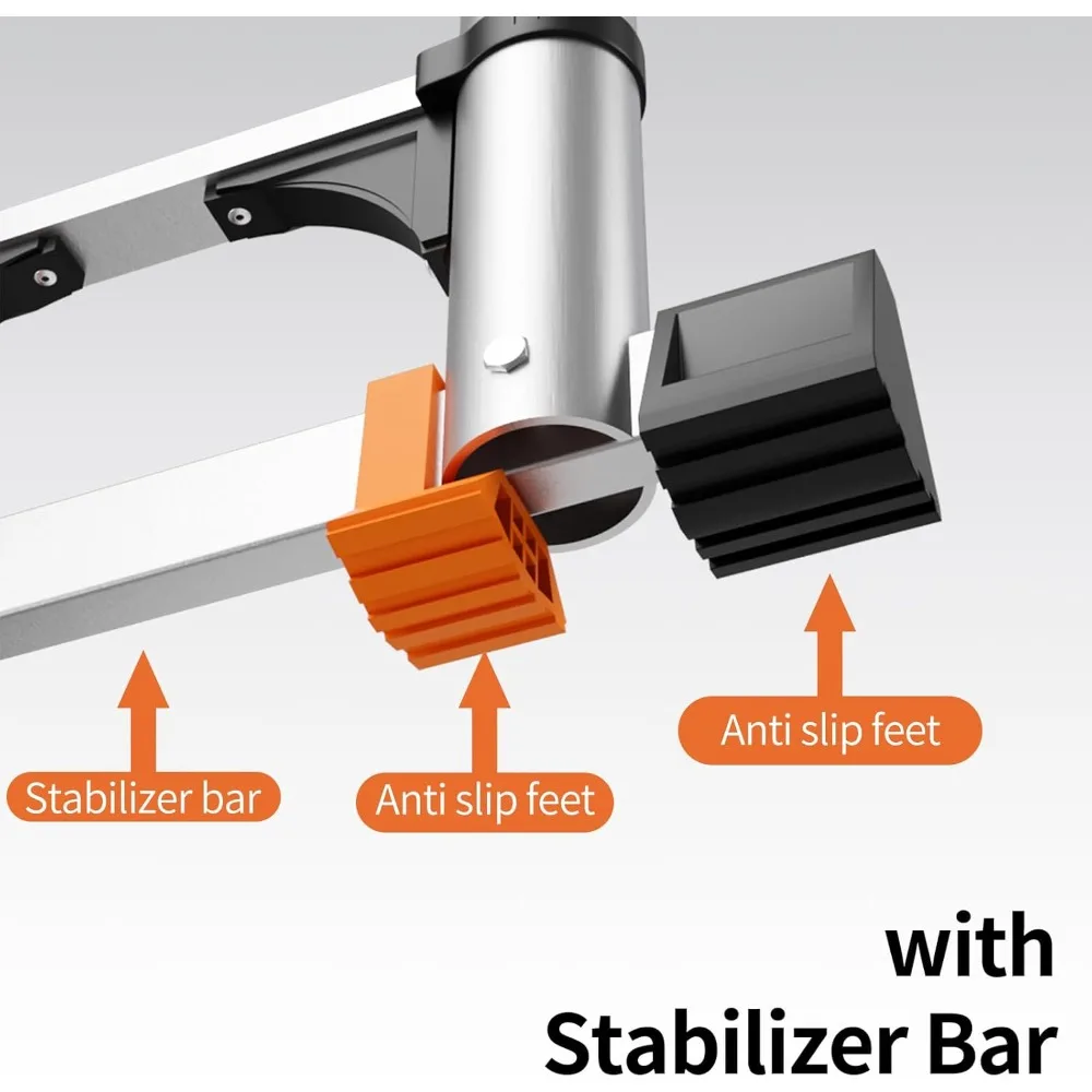 8.5FT Aluminum Telescoping Ladder with Stabilizers & Hooks, 330lb Capacity for RV Outdoor Work