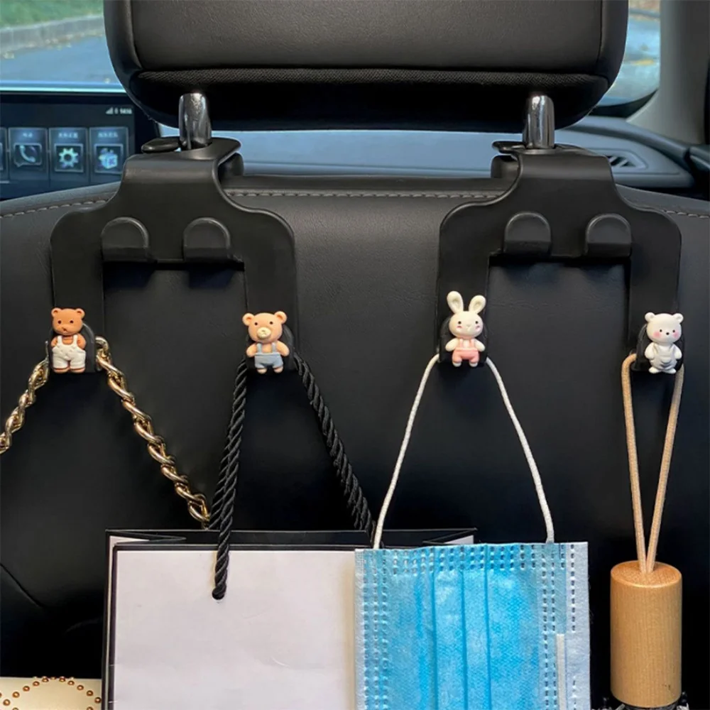 2 قطعة مقعد السيارة الخلفي تخزين هوك أربعة في واحد قوي هوك لطيف الكرتون تيدي بير أرنب Abs المواد هوك