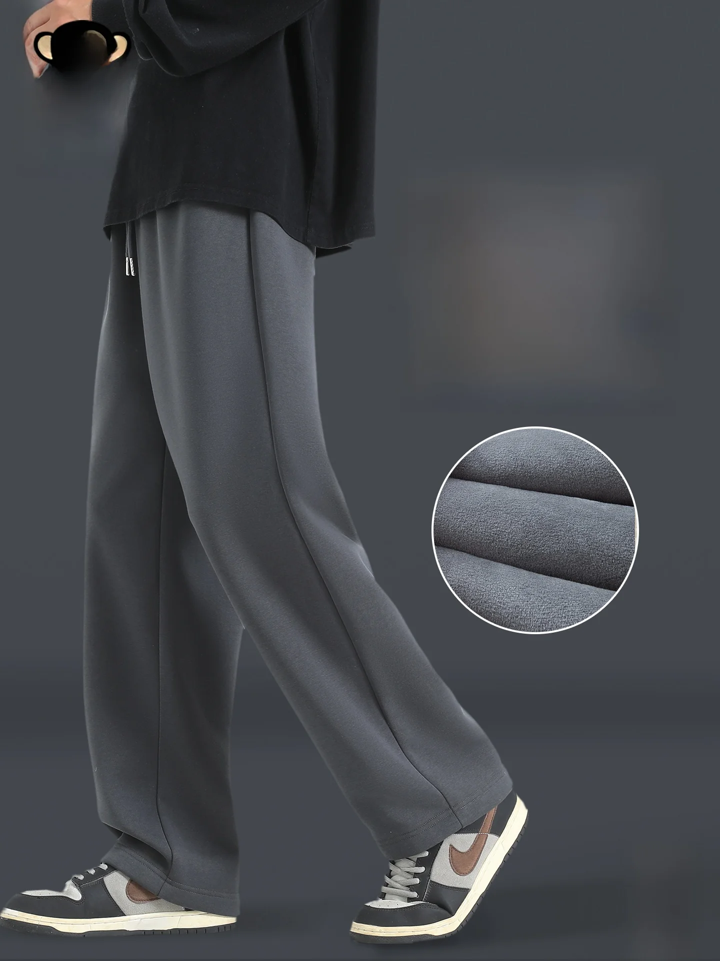 

Men's Fce Lined Straight Leg Pants Thiened Winter Casual Trousers Comfortable Cotton Blend Warm Sweatpants