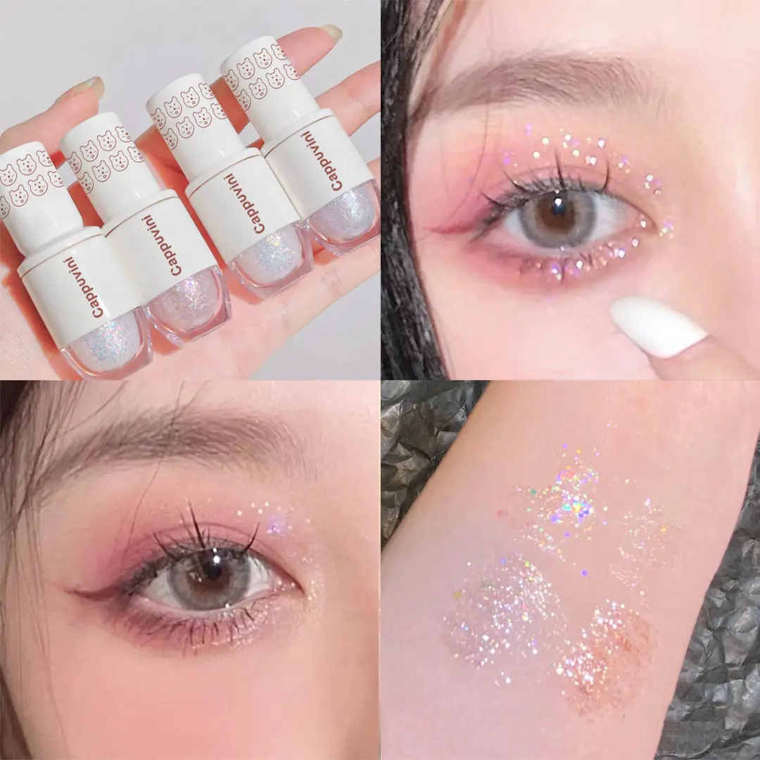 Sombra de ojos nacarada, delineador de ojos líquido, brillo, resaltado, cosmético, brillo, gusano de seda tumbado, maquillaje, cosméticos