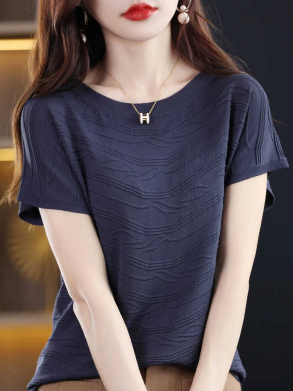 Loose Women's Ice Silk Short Sleeve T-Shirt Brand Tag Removed Summer Top Comfortable Breathable Casual Fashion Design