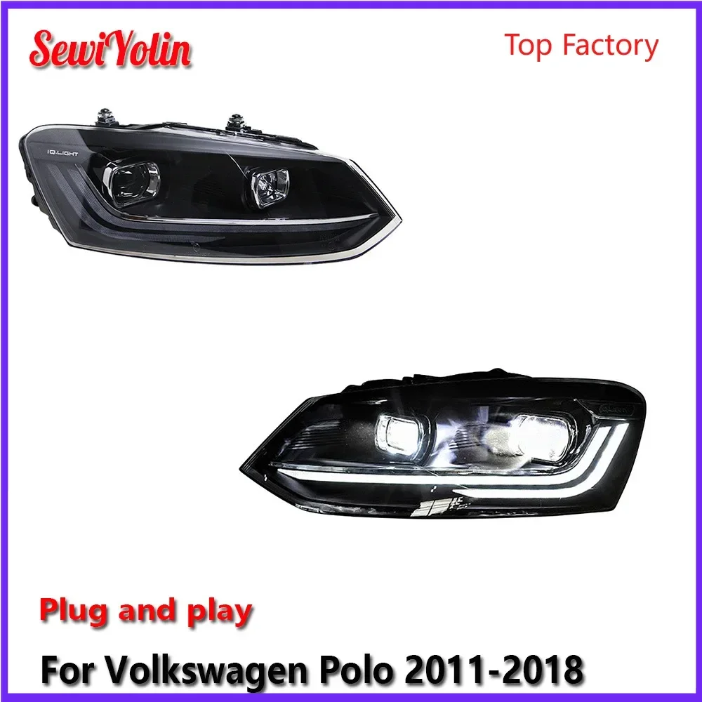 

Car LED Headlight Light Assemblies For Volkswagen Polo 2011-2018 Auto Fog DRL Brake Turn Signal Lamp Plug And Play