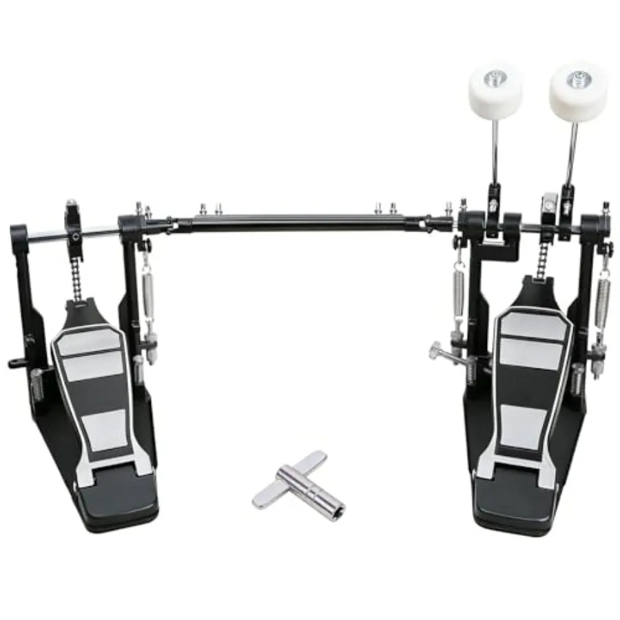 

Double Bass Drum Pedal Double Chain Drive Kick Pedal with Adjustable Felt Beater Non-Slip Wide Base Adjustable Spring Tension a